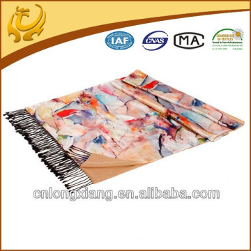 China High Quality Silk Soft Pashmina Feel Various Color Printed Design Scarves Silk